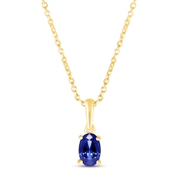 Blue Lab-Created Sapphire Birthstone Necklace 10K Yellow Gold 18&quot;