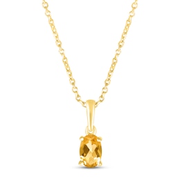 Citrine Birthstone Necklace 10K Yellow Gold 18&quot;