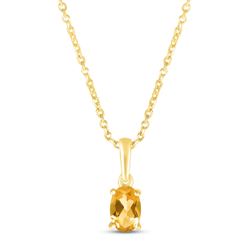 Main Image 1 of Citrine Birthstone Necklace 10K Yellow Gold 18&quot;