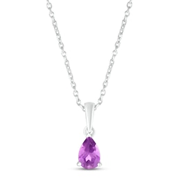 Amethyst Birthstone Necklace Sterling Silver 18&quot;