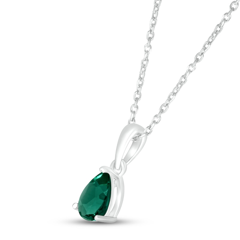 Lab-Created Emerald Birthstone Necklace Sterling Silver 18"