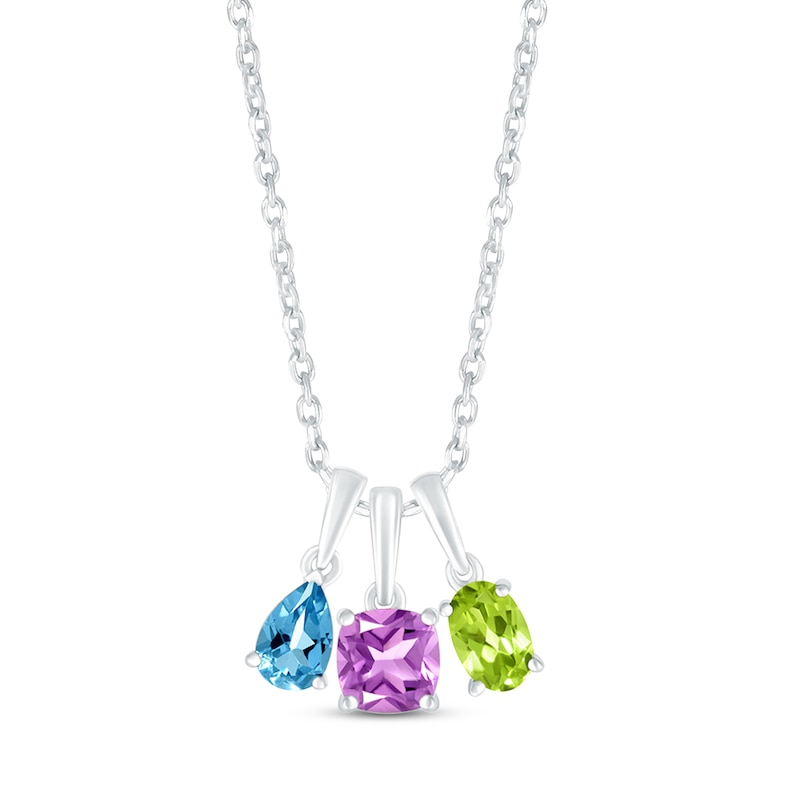 Lab-Created Emerald Birthstone Necklace Sterling Silver 18"