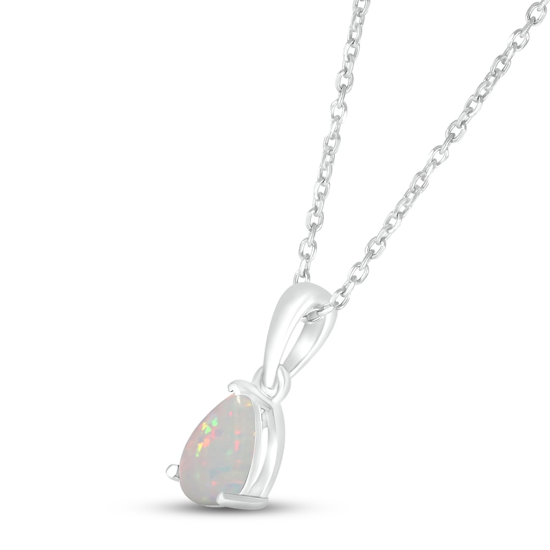 Main Image 2 of Lab-Created Opal Birthstone Necklace Sterling Silver 18&quot;