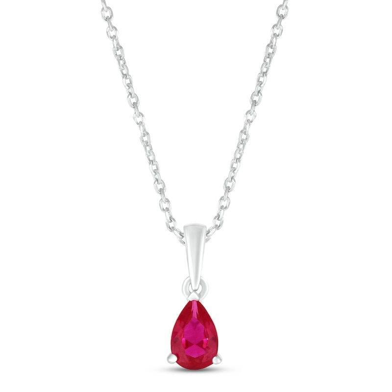 Main Image 1 of Lab-Created Ruby Birthstone Necklace Sterling Silver 18&quot;