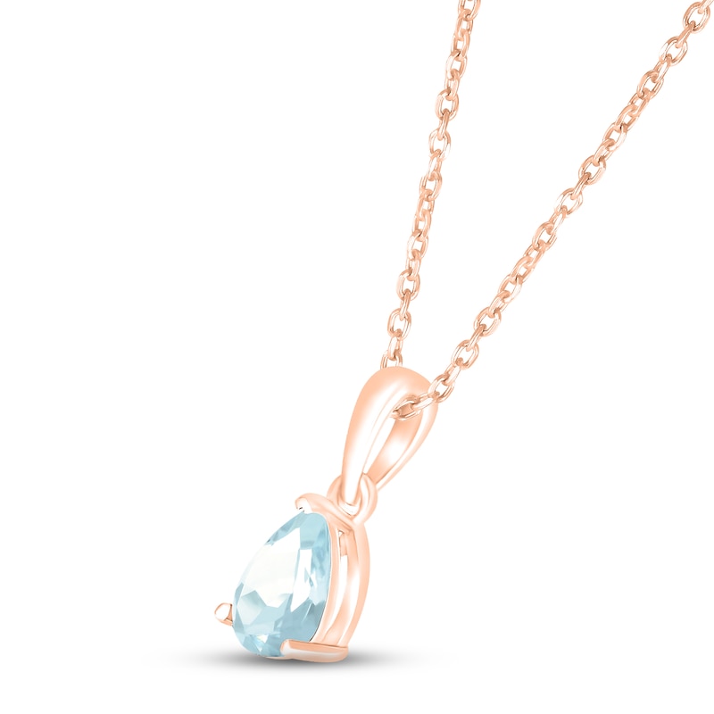 Main Image 2 of Aquamarine Birthstone Necklace 10K Rose Gold 18&quot;