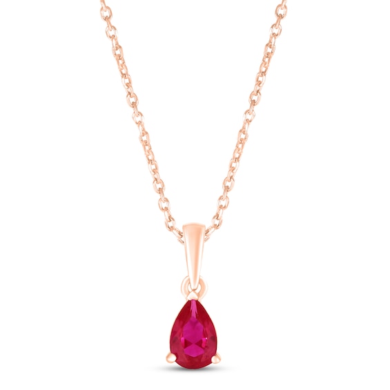 Lab-Created Ruby Birthstone Necklace 10K Rose Gold 18"