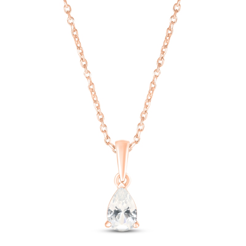 White Lab-Created Sapphire Birthstone Necklace 10K Rose Gold 18"