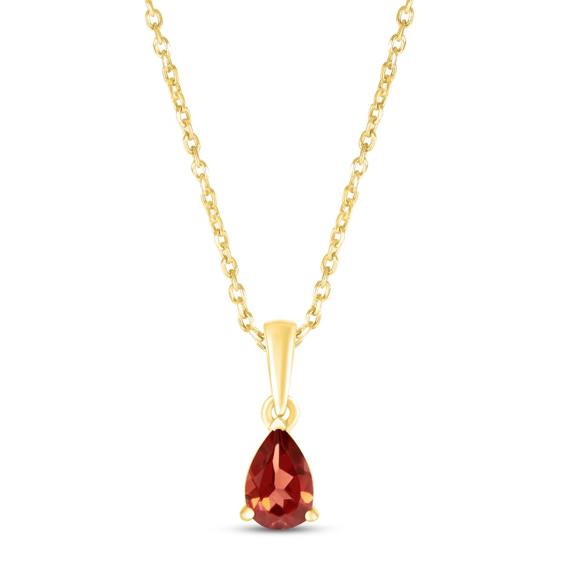 Main Image 1 of Garnet Birthstone Necklace 10K Yellow Gold 18&quot;