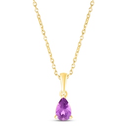 Amethyst Birthstone Necklace 10K Yellow Gold 18&quot;