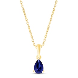 Blue Lab-Created Sapphire Birthstone Necklace 10K Yellow Gold 18&quot;