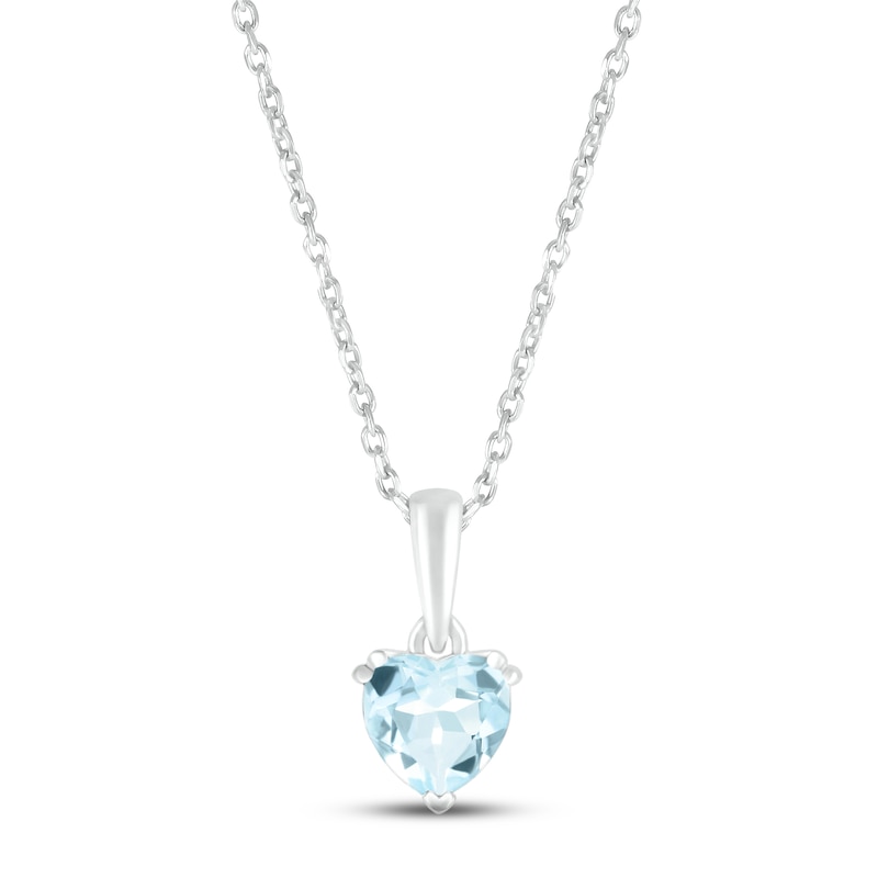 Main Image 1 of Aquamarine Birthstone Necklace Sterling Silver 18&quot;