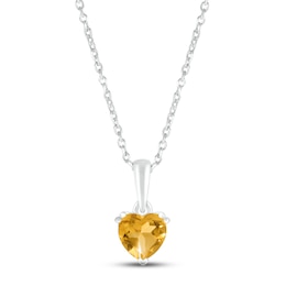 Citrine Birthstone Necklace Sterling Silver 18&quot;