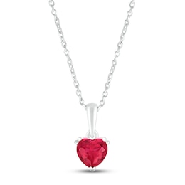 Lab-Created Ruby Birthstone Necklace Sterling Silver 18&quot;