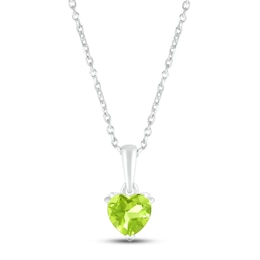 Peridot Birthstone Necklace Sterling Silver 18&quot;