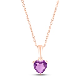Amethyst Birthstone Necklace 10K Rose Gold 18&quot;