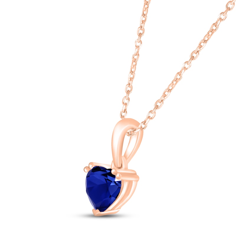 Main Image 2 of Blue Lab-Created Sapphire Birthstone Necklace 10K Rose Gold 18&quot;