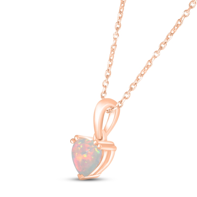 Main Image 2 of Lab-Created Opal Birthstone Necklace 10K Rose Gold 18&quot;