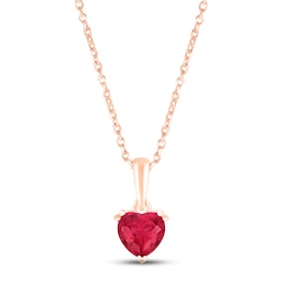 Lab-Created Ruby Birthstone Necklace 10K Rose Gold 18&quot;