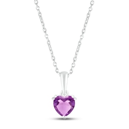 Amethyst Birthstone Necklace 10K White Gold 18&quot;