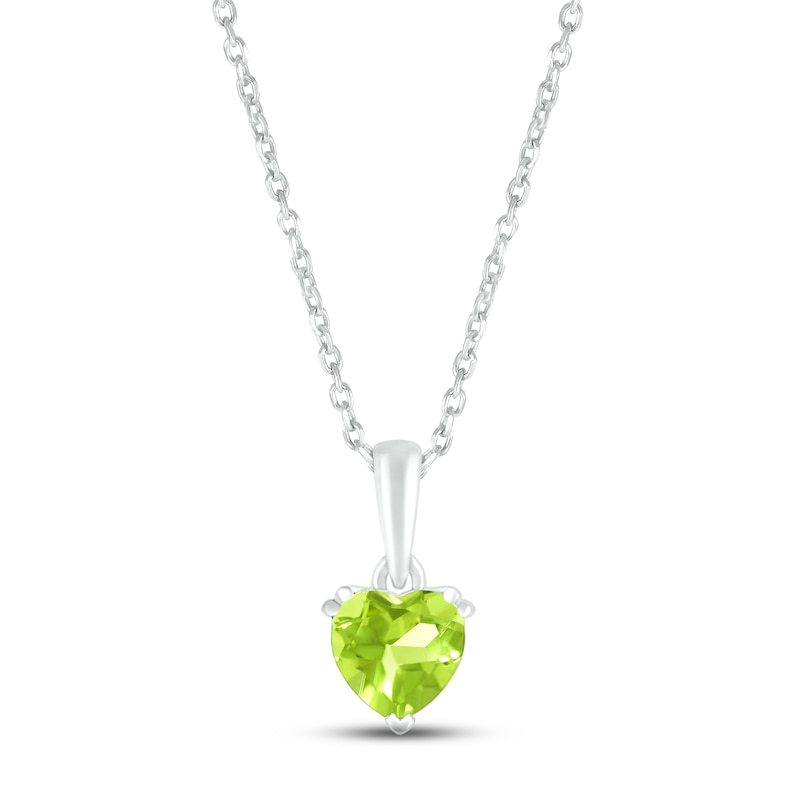 Main Image 1 of Peridot Birthstone Necklace 10K White Gold 18&quot;