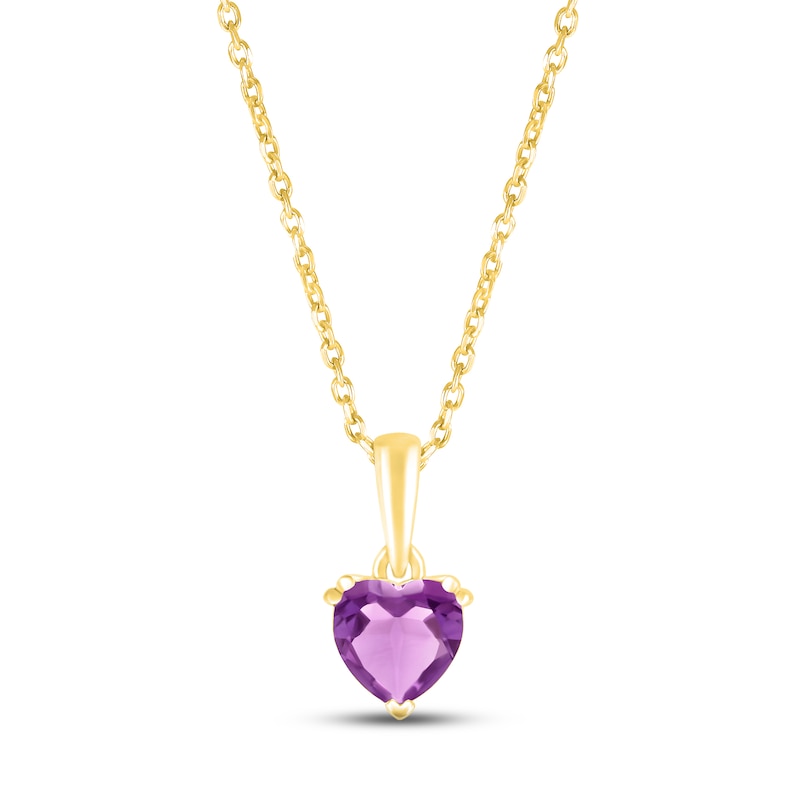 Amethyst Birthstone Necklace 10K Yellow Gold 18