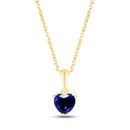 Blue Lab-Created Sapphire Birthstone Necklace 10K Yellow Gold 18&quot;