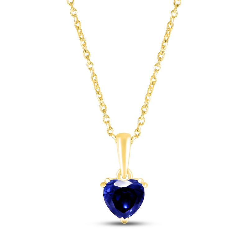 Blue Lab-Created Sapphire Birthstone Necklace 10K Yellow Gold 18"