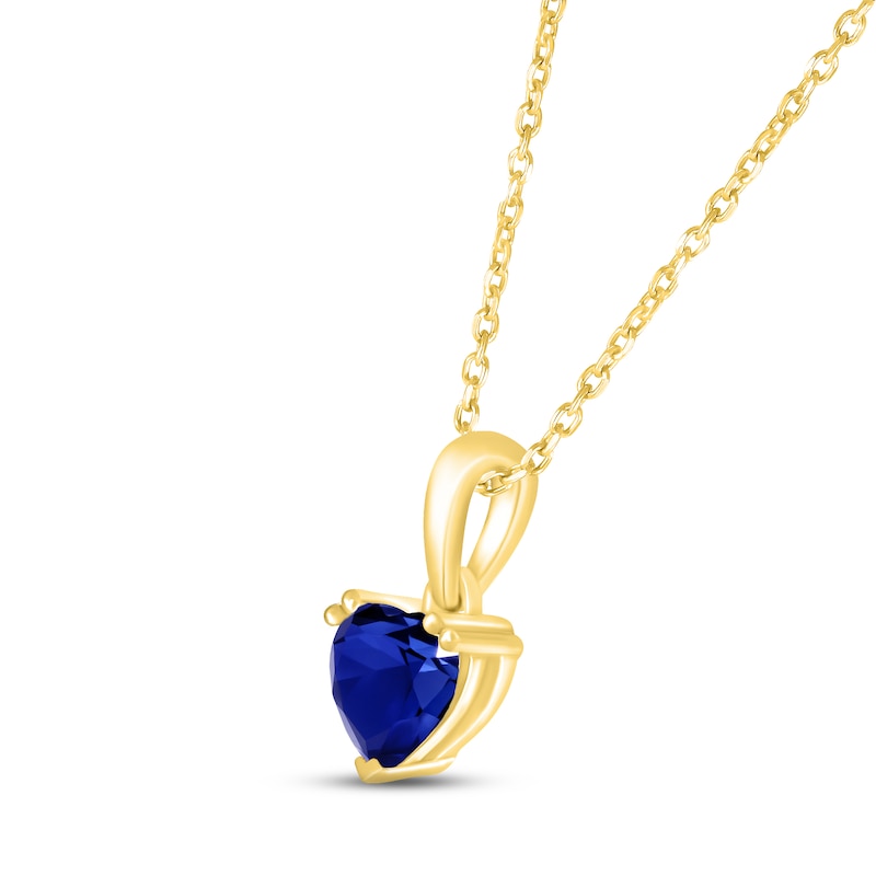 Blue Lab-Created Sapphire Birthstone Necklace 10K Yellow Gold 18"