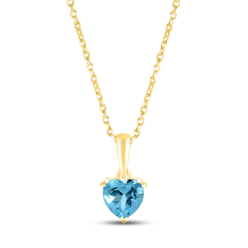 Main Image 1 of Swiss Blue Topaz Birthstone Necklace 10K Yellow Gold 18&quot;