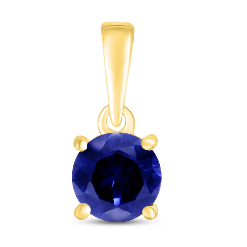 Main Image 1 of Blue Lab-Created Sapphire Birthstone Pendant 10K Yellow Gold