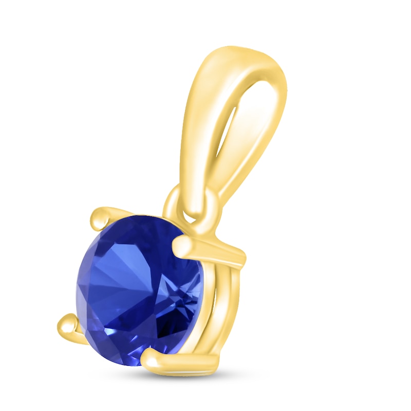 Main Image 2 of Blue Lab-Created Sapphire Birthstone Pendant 10K Yellow Gold