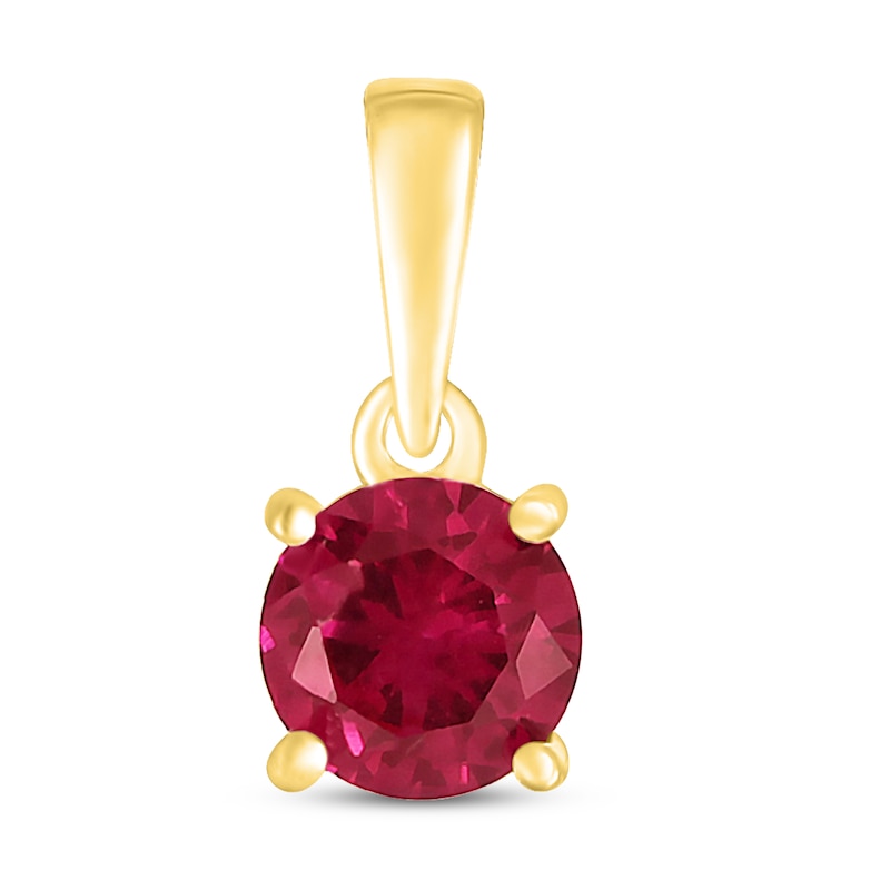 Main Image 1 of Lab-Created Ruby Birthstone Pendant 10K Yellow Gold