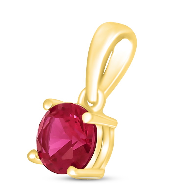 Main Image 2 of Lab-Created Ruby Birthstone Pendant 10K Yellow Gold