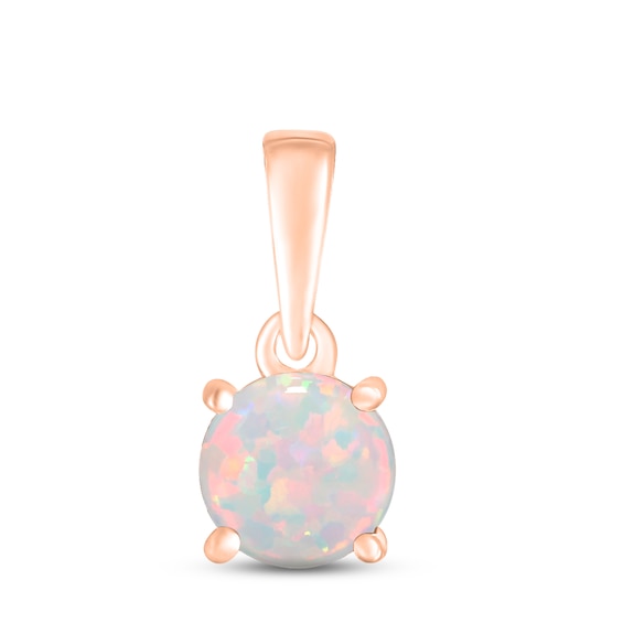 Lab-Created Opal Birthstone Pendant 10K Rose Gold