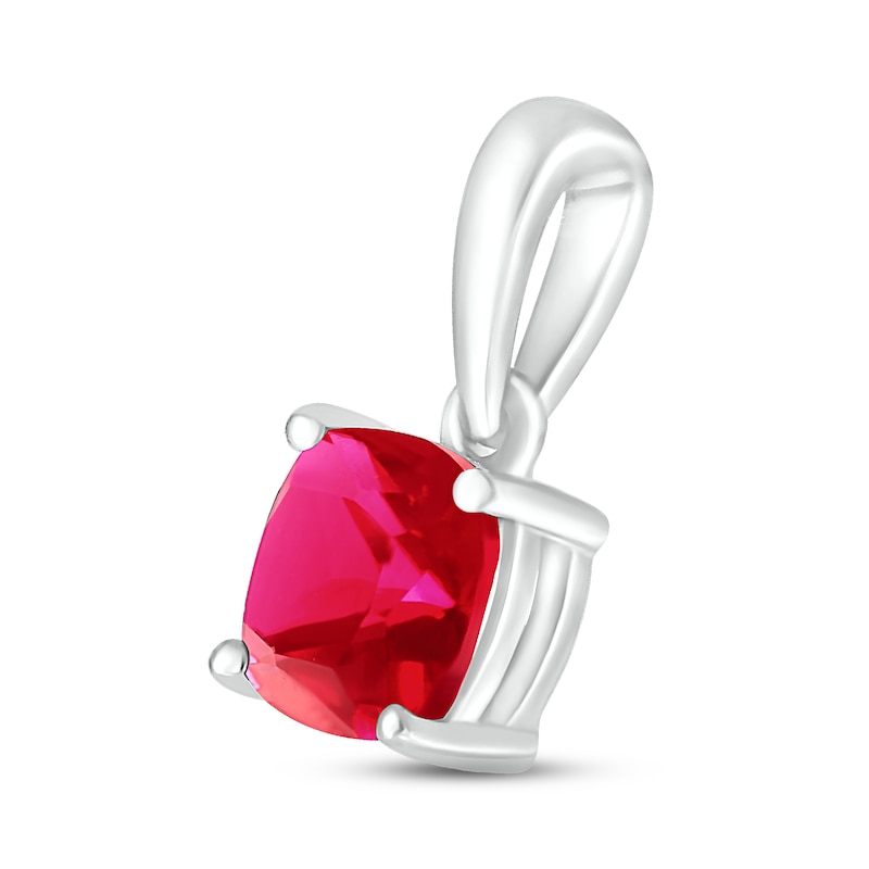 Main Image 2 of Lab-Created Ruby Birthstone Pendant Sterling Silver