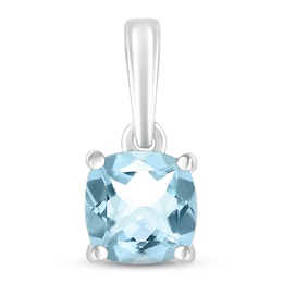 Aquamarine Birthstone Pendant 10K White Gold