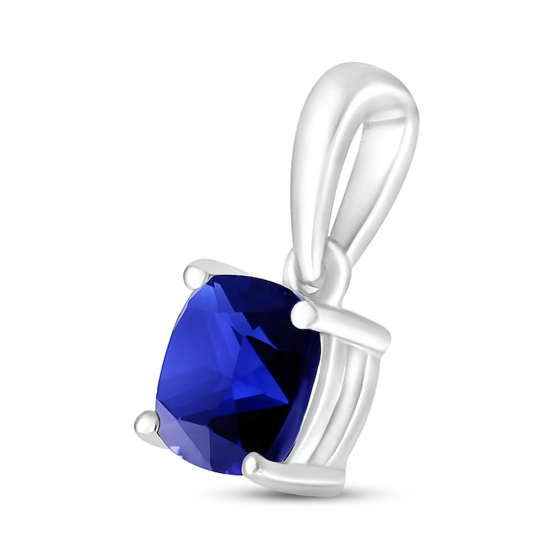 Main Image 2 of Blue Lab-Created Sapphire Birthstone Pendant 10K White Gold