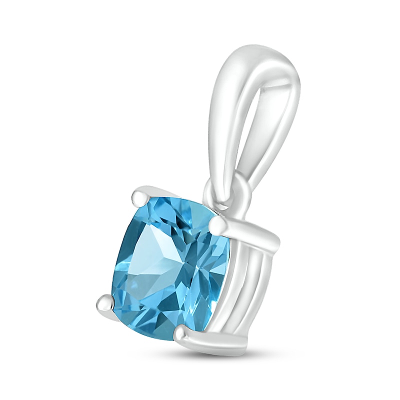 Main Image 2 of Swiss Blue Topaz Birthstone Pendant 10K White Gold