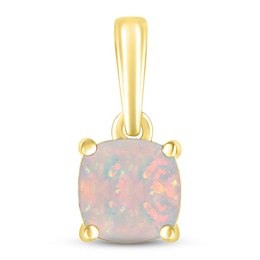 Lab-Created Opal Birthstone Pendant 10K Yellow Gold