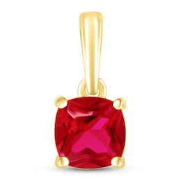 Lab-Created Ruby Birthstone Pendant 10K Yellow Gold