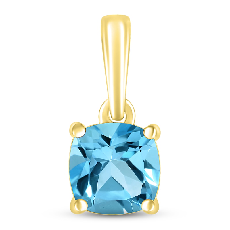 Main Image 1 of Swiss Blue Topaz Birthstone Pendant 10K Yellow Gold