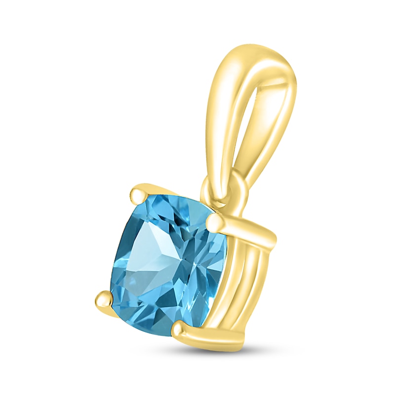 Main Image 2 of Swiss Blue Topaz Birthstone Pendant 10K Yellow Gold