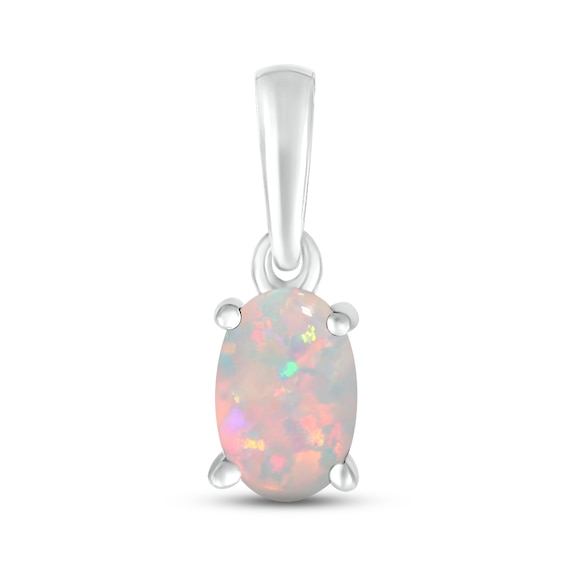 Lab-Created Opal Birthstone Pendant Sterling Silver