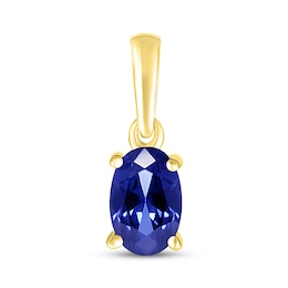 Blue Lab-Created Sapphire Birthstone Pendant 10K Yellow Gold