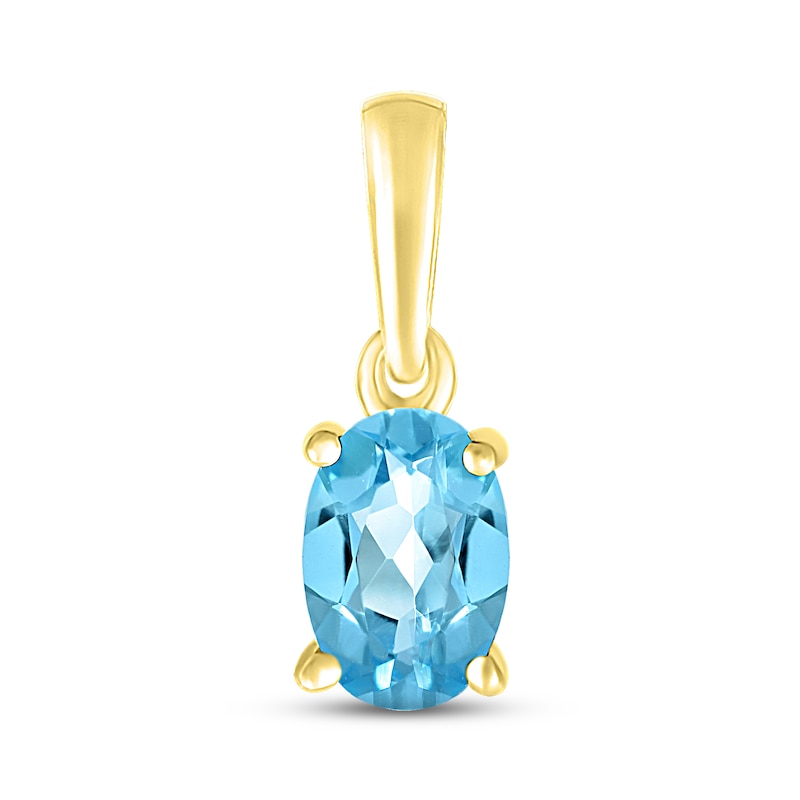 Main Image 1 of Swiss Blue Topaz Birthstone Pendant 10K Yellow Gold