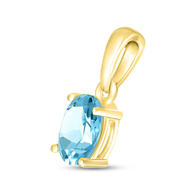 Main Image 2 of Swiss Blue Topaz Birthstone Pendant 10K Yellow Gold