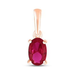 Lab-Created Ruby Birthstone Pendant 10K Rose Gold