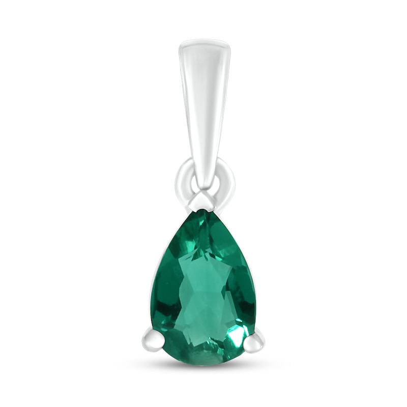 Main Image 1 of Lab-Created Emerald Birthstone Pendant Sterling Silver