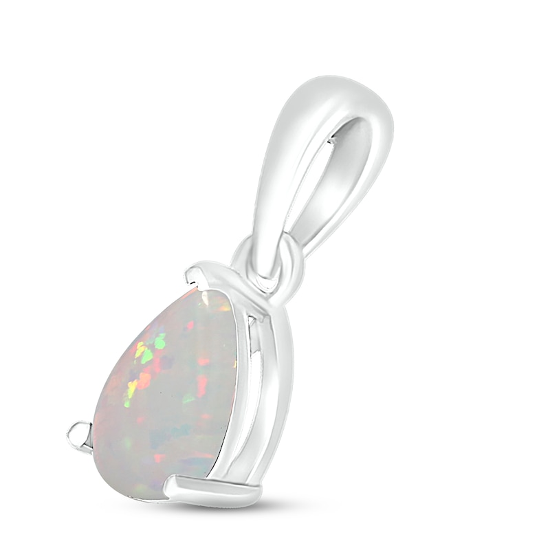 Main Image 2 of Lab-Created Opal Birthstone Pendant 10K White Gold