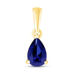 Blue Lab-Created Sapphire Birthstone Pendant 10K Yellow Gold